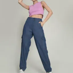 IVOC Blue Cotton Regular fit Trousers-picture-46