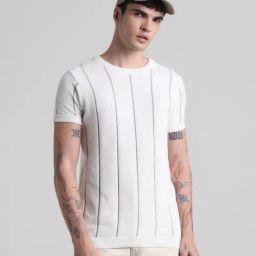 Jack & Jones Cloud Dancer Cotton Slim Fit Striped Sweatshirt-image-63