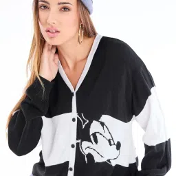 Bewakoof White Color-Block Oversized Sweater image 1