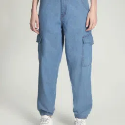 IVOC Blue Cotton Regular fit Trousers-picture-47