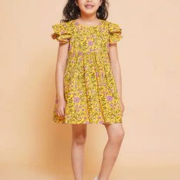 Little Bansi Kids Yellow Floral Print Dress-picture-9