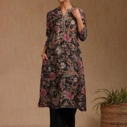 Soch Black Poly Silk Floral Kurta-image-25