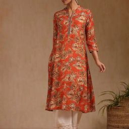 Soch Orange Poly Silk Floral Kurta-picture-32
