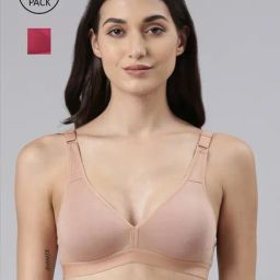 Dollar Missy Pink & Beige Cotton Seamless Bra - Pack Of 2-image-96