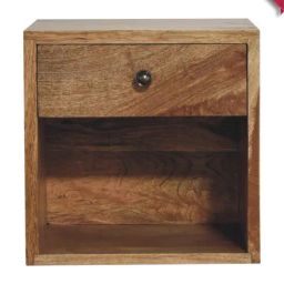 Artisan Furniture Brown Wood Wall Mounted Mini Classic Oakish Bedside Table-image-19