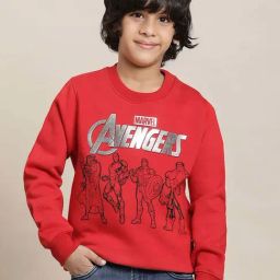 Kidsville Red Cotton Printed Full Sleeves Avengers Sweatshirt-image-9