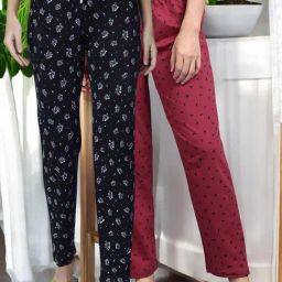 Kryptic Maroon & Dark Navy Cotton Relaxed Fit Printed Lounge Pants - Pack of 2-image-82