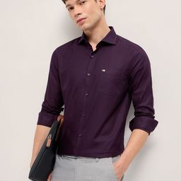 THE BEAR HOUSE Men Textured Spread Collar Pure Cotton Formal Shirt-picture-41