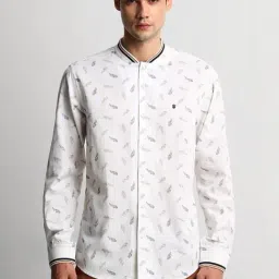 Louis Philippe White Cotton Slim Fit Printed Shirt-picture-9
