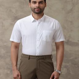 Ramraj White Cotton Regular fit Solid Formal Shirt-image-22
