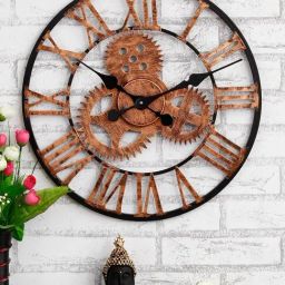 CHRONIKLE Round Black & Copper Rose Gold Iron Wall Clock-picture-27