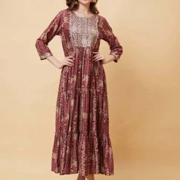 Globus Red Printed A Line Kurta-picture-12