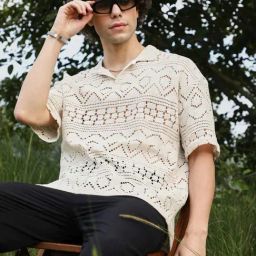 Campus Sutra White Cotton Regular Fit Self Pattern Polo T-Shirt-picture-42
