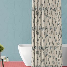 ArtzFolio Beige & Blue Printed Water Proof Shower Curtain-image-80