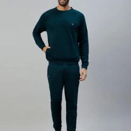 Slowave Teal Regular Fit Sweatshirt & Joggers Set-23