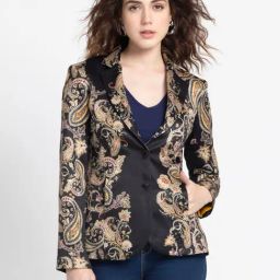 SHAYE Black Floral Print Blazer-picture-47