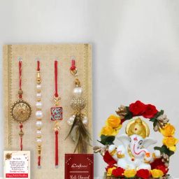 eCraftIndia Assorted Multicolor Rakhi with Lord Ganesha Idol-image-70