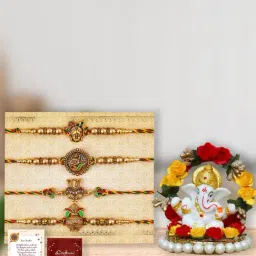 eCraftIndia Assorted Multicolor Rakhi with Ganesha Idol-image-17