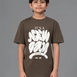 Red Tape Kids Dark Olive Graphic Print T-Shirt-image-95