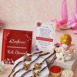eCraftIndia Assorted Multicolor Rakhi with Ganesha Idol-image-21
