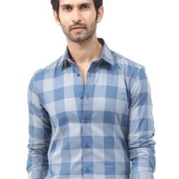 Rare Rabbit Blue Regular Fit Checks Shirt-image-78