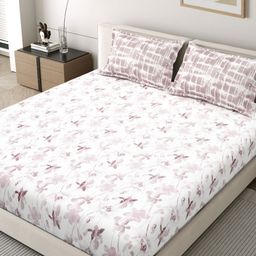 EverHOME Oasis White Printed Pure Cotton 210 TC King Bedsheet Set 274 cm x 274 cm-image-7