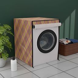 Myntra Elegant Homes Brown & Maroon Checked Waterproof Washing Machine Cover With Zip-80