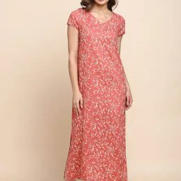 Van Heusen Allover Print And V-Neck Allover Print Night Dress - Foliage-image-31