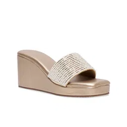 ERIDANI Embellished Open Toe Wedge Heels-35
