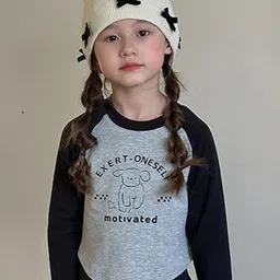 LULU & SKY Girls Mandarin Collar Raw Edge T-shirt-picture-27