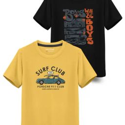 HELLCAT Kids Black & Yellow Printed T-Shirt (Pack Of 2)-8