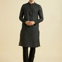 Manyavar Floral Printed Mandarin Collar Straight Kurta With Pyjamas-picture-32