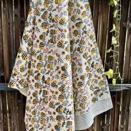 Hawamahal Off White & Yellow 1 Printed Cotton 300 GSM Bath Towel-picture-19