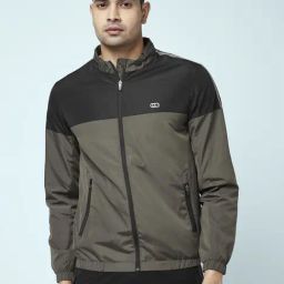 Ajile by Pantaloons Dark Grey Regular Fit Colour Block Jacket-picture-4