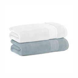 Himeya Blue & White 2 Pieces Bamboo Cotton 600 GSM Bath Towels-picture-23