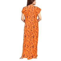 AAKARSHANA CREATION Orange Pure Cotton Maxi Printed Nightdress-picture-4