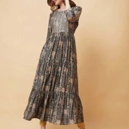 Globus Grey Printed A Line Kurta-picture-7