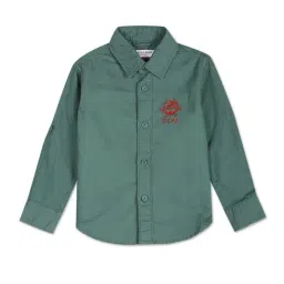 U.S. Polo Assn. Kids Green Solid Full Sleeves Shirt-picture-11