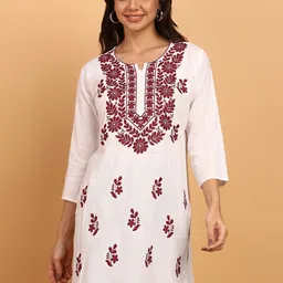 TOP N THREAD Ethnic Motifs Embroidered Chikankari Kurti-image-78
