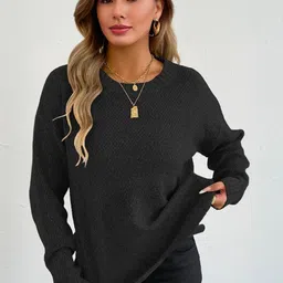 Mast & Harbour Women Self Design Round Neck Full Sleeve Pullover-picture-29