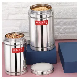 HAZEL Kitchen Steel Container Set Combo | Steel Storage Box For Kitchen | Steel Container For Kitchen Storage Set of 2 (800ml, 1200ml) | Ideal For Storing Rice, Cereal, Pulse, Snacks.-picture-36
