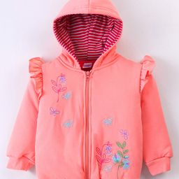 Cucumber Full Sleeves Hooded Sweatshirts With Floral Embroidery - Soft Pink-image-26