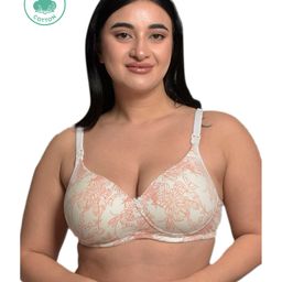 Inner Sense Organic Cotton Sleeveless Floral Printed Anti Odour & Anti Microbial Maternity Bra - Carrot & Cream-image-34