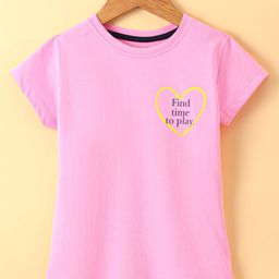 Doreme Single Jersey Knit Half Sleeves T-Shirt With Heart Print - Pink-image-91