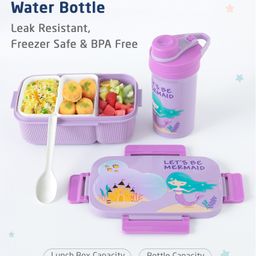 ZOE Leak-Proof & Freezer Safe Lunch Box with Water Bottle Mermaid Print - Purple-image-49