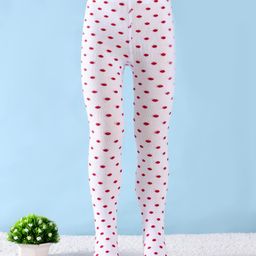 Cute Walk by Babyhug Knit Antibacterial Footed Tights with Polka Dots Design - White-image-49