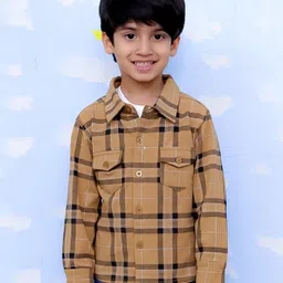 The Mom Store Cotton Full Sleeves Flannel Plaid Checked Shirt - Mustard-picture-25