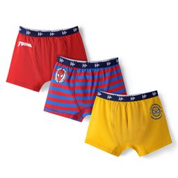 Honeyhap Marvel Cotton Lycra Knit Trunks With Spiderman Graphics Pack of 3 - Red Blue & Yellow-image-81