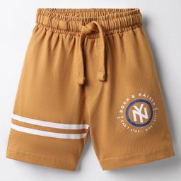 Taeko Single Jersey Knit Knee Length Shorts With Text Print - Gold-image-28