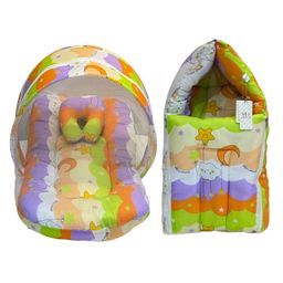 Fareto Baby Sleeping Essential Mattress with Net Bedding Set Combo Carry Bag, Orange-6